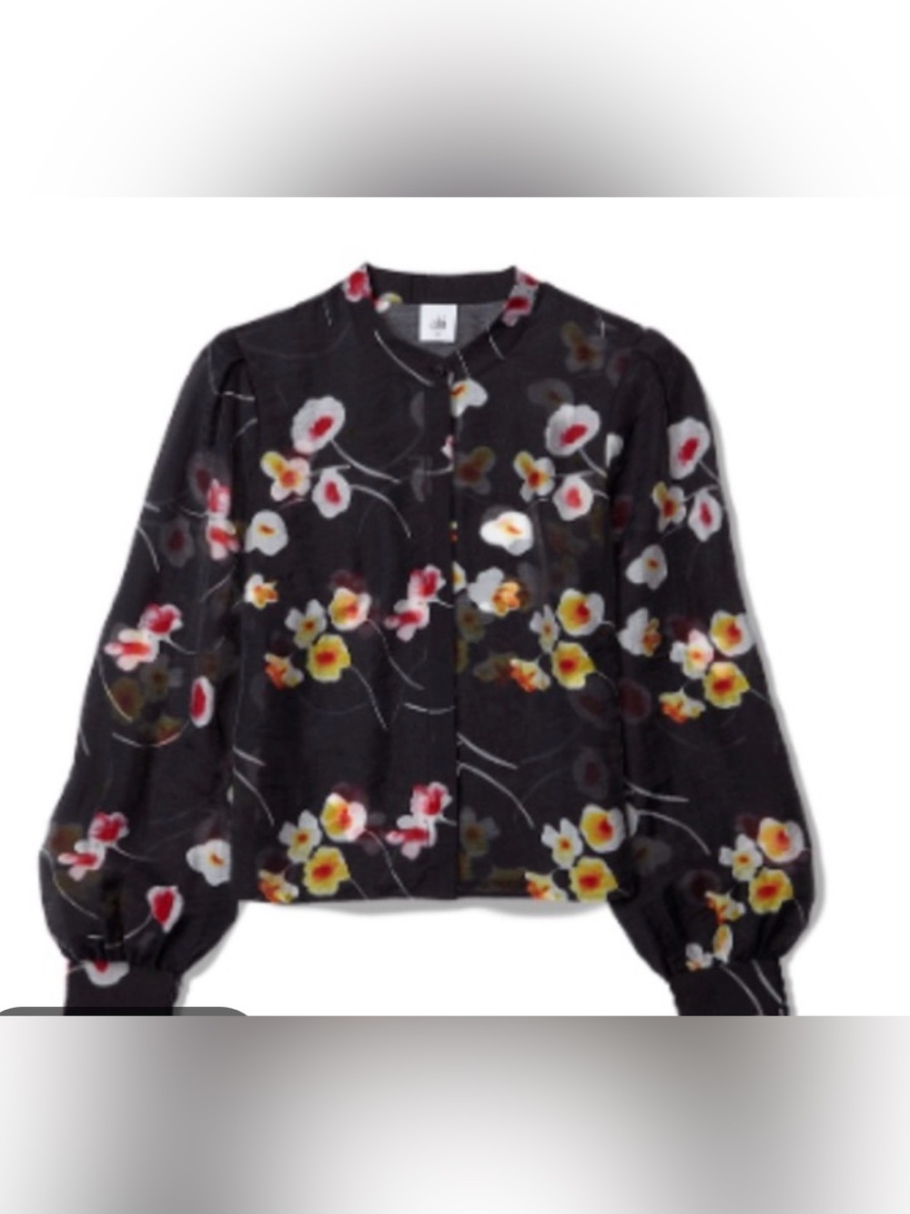 Floral Print Black Women's Blouse - Elegant V-Neck Top